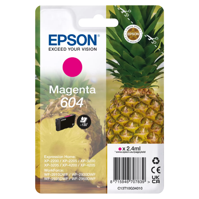 Epson 604 Pineapple Individual Ink | Magenta | T10G34010 Epson 604 Pineapple Individual Ink | Magenta | T10G34010