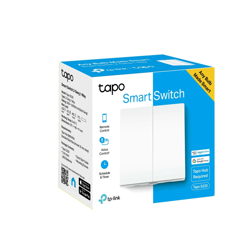 Tplink 2 Gang Smart Switch Extension Lead | S220 Tplink 2 Gang Smart Switch Extension Lead | S220