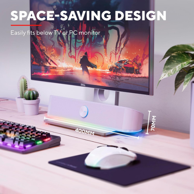 Trust GXT 619W Thorne RGB Illuminated Soundbar | White | T25110 - Image 3