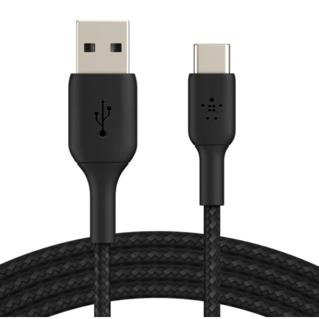 Belkin Boost Charge Braided USB-C to USB-A Cable | 2m | Black | CAB002BT2MBK - Image 1
