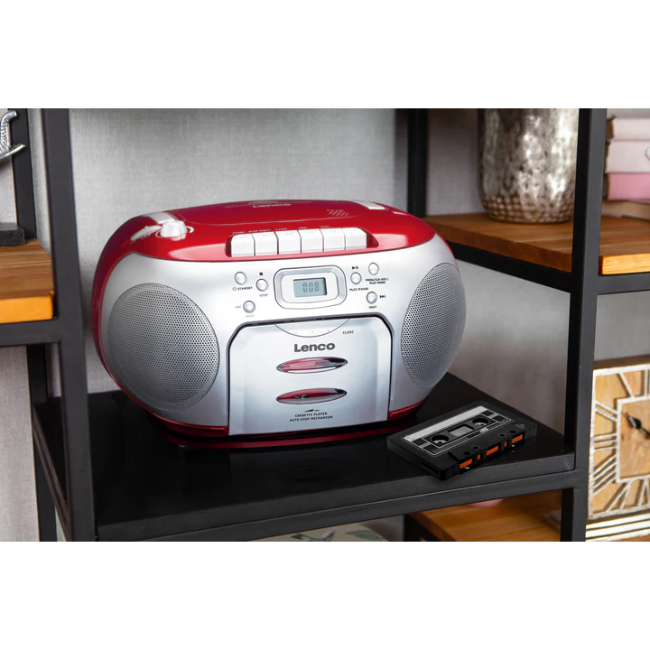 Lenco Portable FM Radio CD Cassette Player | Red | SCD-420RD - Image 4