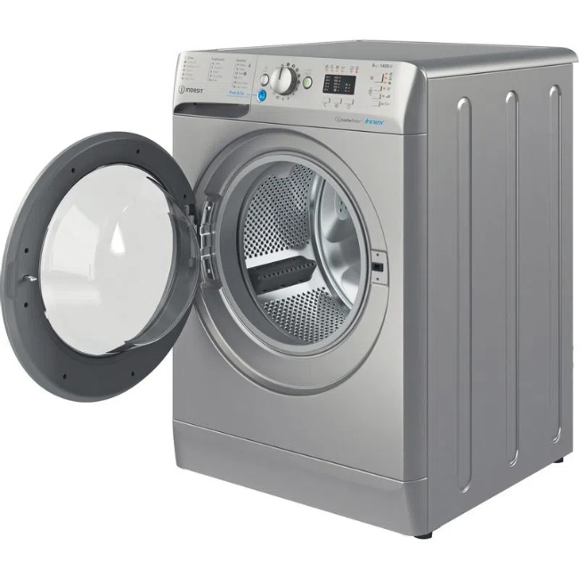Indesit Innex 8kg 1400 Spin Washing Machine in Silver | BWA 81485X S UK N - Image 2