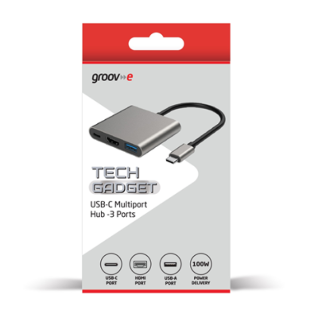 Groove Multiport Hub | USB-C, USB-A & HDMI | 3 Ports | GVPC29SR - Image 2