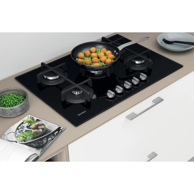 Indesit 73cm Gas on Black Glass Hob with 5 Burners | ING 72T/BK - Image 4