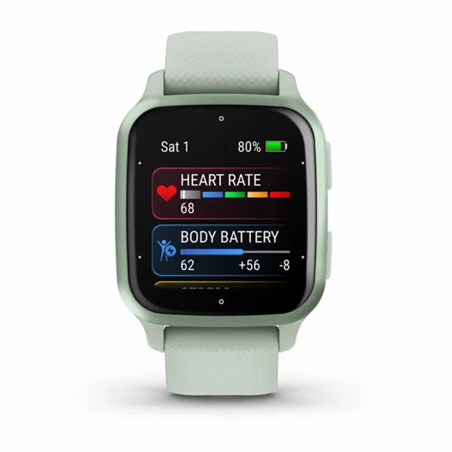 Garmin Venu Sq 2 40mm Metallic Mint Aluminium Bezel with Cool Mint Case & Silicone Band | 010-02701-12 - Image 2