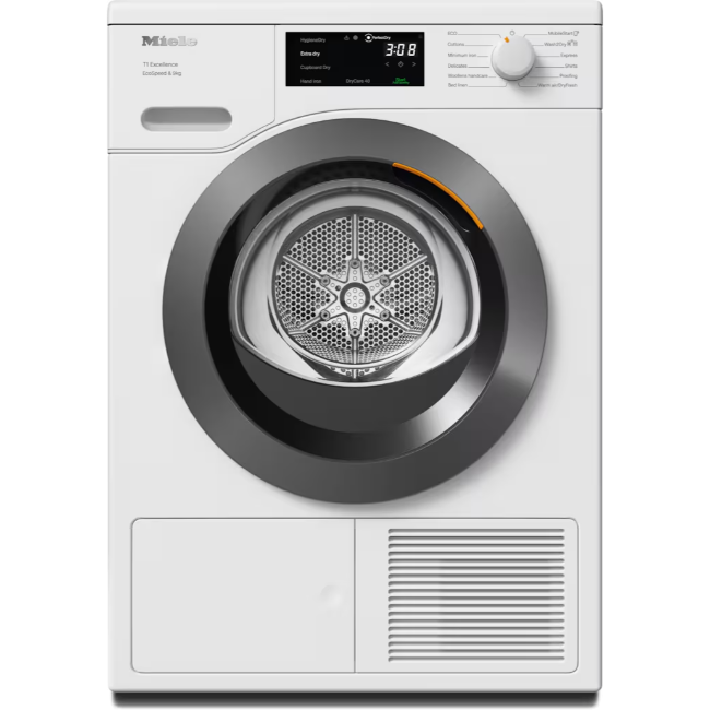 Miele EcoSpeed & 9kg Heat Pump Dryer - White | TED645WP