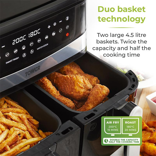 Tower Vortx 9L Dual Basket Air Fryer T17088 Joyces