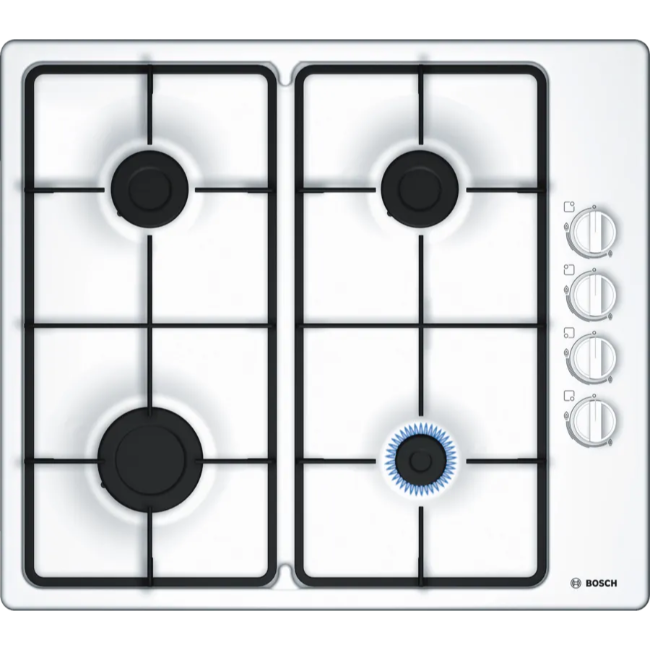 Bosch Series 2 4 Burner Gas Hob 60cm - White | PBP6B2B60 Bosch Series 2 4 Burner Gas Hob 60cm - White | PBP6B2B60