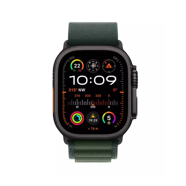 Apple Watch Ultra 2 | 49mm | Black Titanium Case with Dark Green Alpine Loop | Large | MX4T3QA-A - Image 2