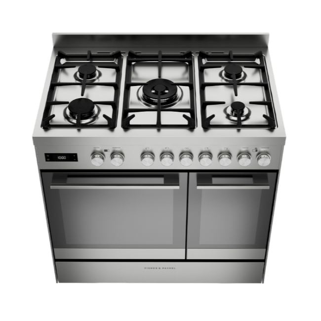 Fisher & Paykel 90cm Series 7 Contemporary Dual Fuel 5 Burner Freestanding Cooker - Steel | OR90L7DBGFX2 - Image 5