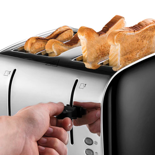 Russell Hobbs Stainless Steel 4-slice Toaster - Black | 28360 - Image 2