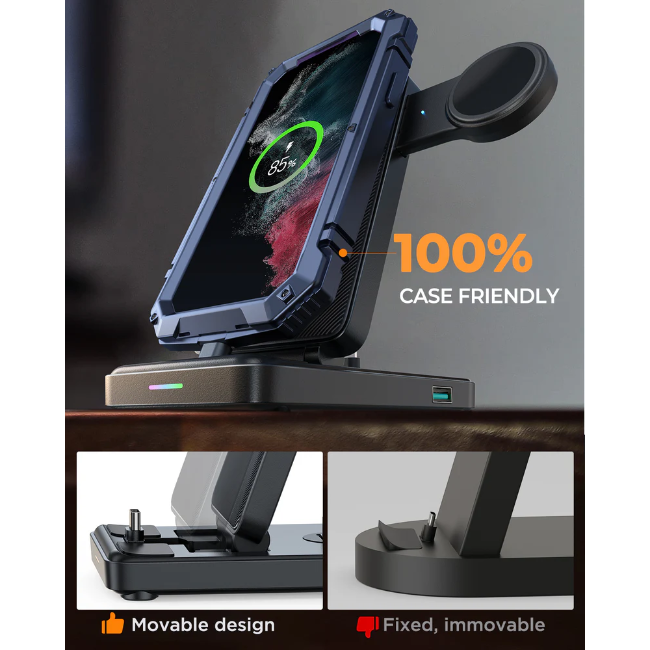 Charging Station Foldable 4in1 Samsung - Black | HL-WQS01 - Image 2