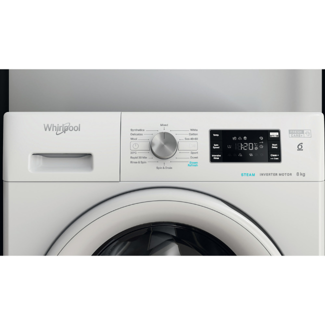 Whirlpool FreshCare+ 8kg 1400 Spin Washing Machine - White | FFB 8458 WV UK N - Image 3