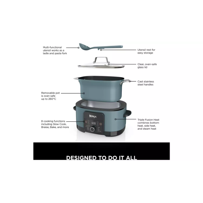 Ninja Foodi 8-In-1 Slow Cooker - Sea Salt Grey | MC1001UK - Image 6 Ninja Foodi 8-In-1 Slow Cooker - Sea Salt Grey | MC1001UK - Image 6