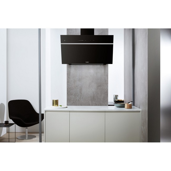 Whirlpool 90cm Vertical Black Glass Cooker Hood | WHVS90FLTCK - Image 3