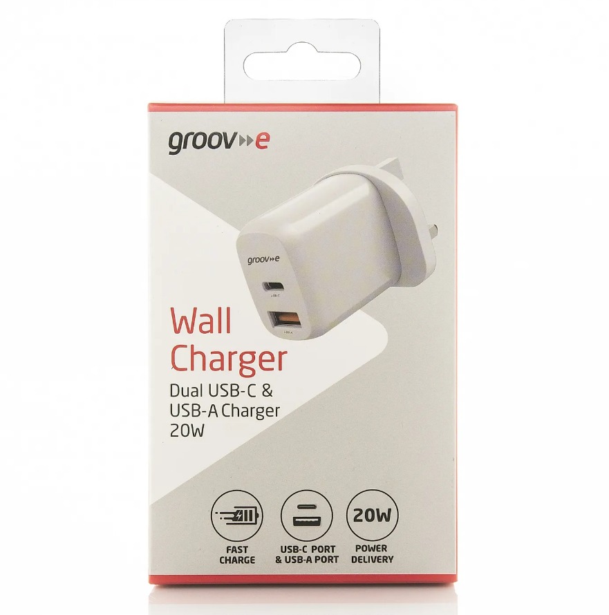 Groove 20W Dual USB-C & USB-A Charger - White | GVMA105WE - Image 3