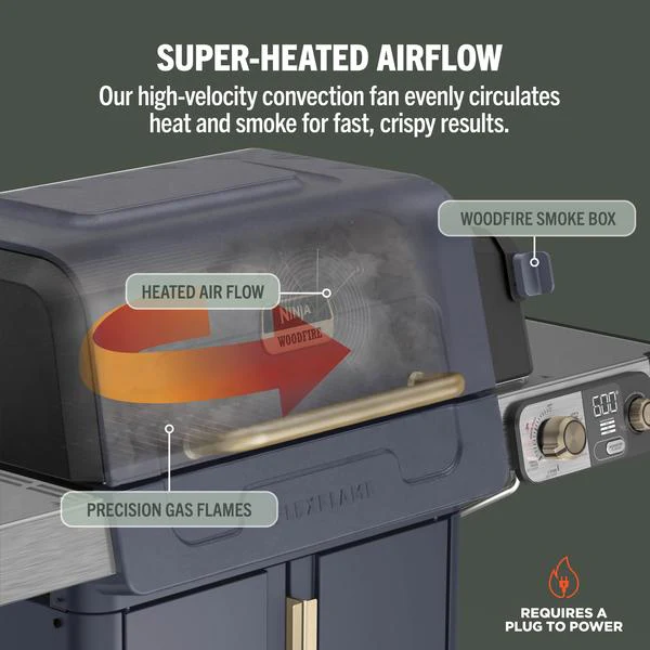 Ninja FlexFlame Gas BBQ & Outdoor Cooking System - Blue & Gold | PG301UKBL - Image 5