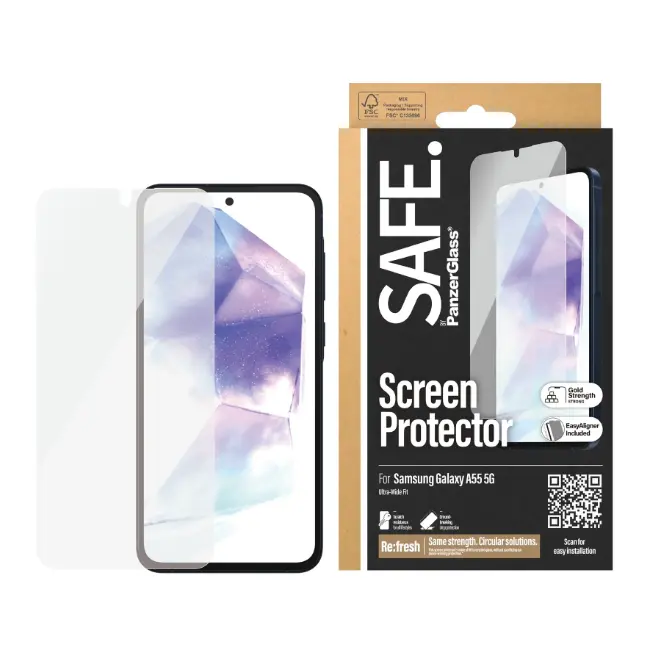 PanzerGlass Samsung Galaxy A55 5G Screen Protector | Ultra-Wide Fit | SAFE-95687