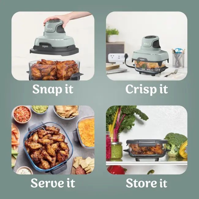 Ninja CRISPi 4-in-1 Portable Glass Air Fryer | Sage | FN101UKSG - Image 10
