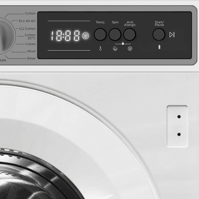 NordMende 8kg 1200 Spin Built-in Washing Machine | WMI1280WH - Image 2