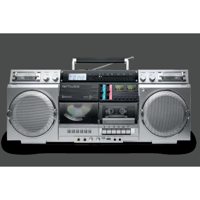 Muse Ghetto Blaster with FM Radio, CD, tape, USB - Silver | M-380GBS - Image 3