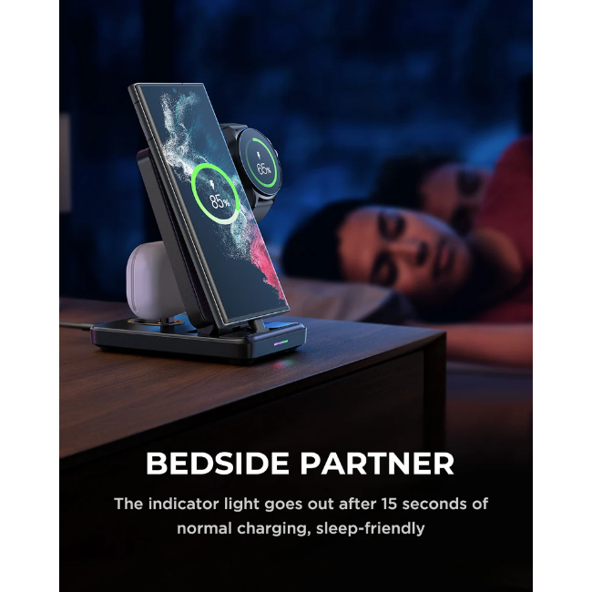 Charging Station Foldable 4in1 Samsung - Black | HL-WQS01 - Image 3 Charging Station Foldable 4in1 Samsung - Black | HL-WQS01 - Image 3