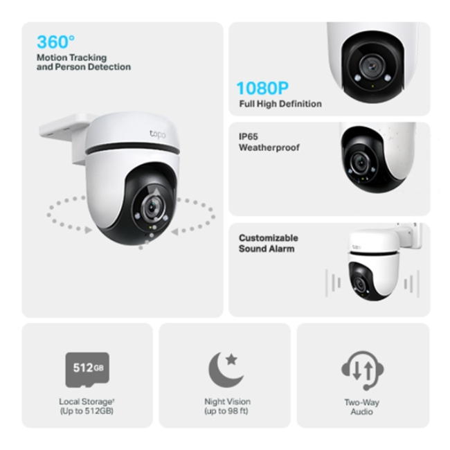 TP-Link Outdoor Pan/Tilt Wifi Camera - White | TAPO-C500 - Image 2