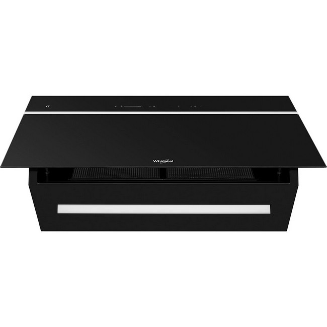 Whirlpool 90cm Vertical Black Glass Cooker Hood | WHVS90FLTCK Whirlpool 90cm Vertical Black Glass Cooker Hood | WHVS90FLTCK