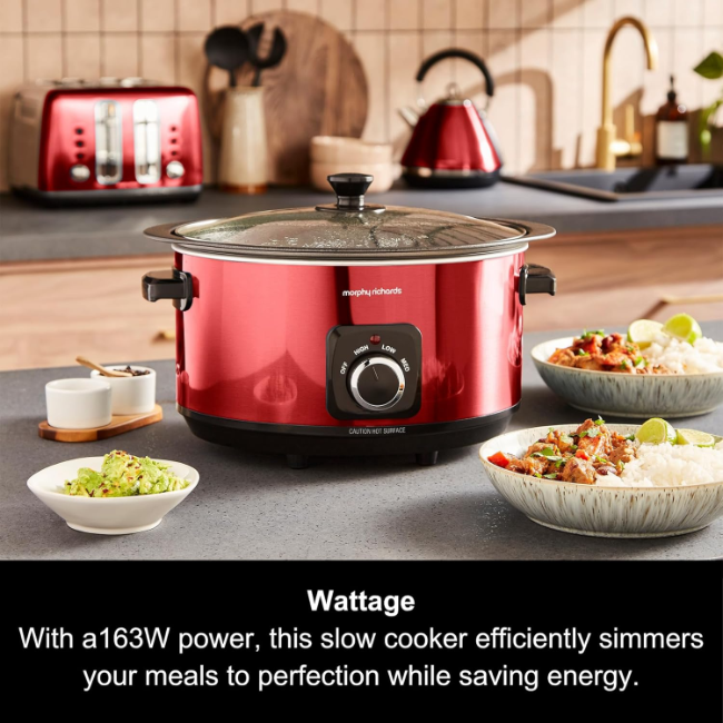 Morphy Richards Accents 6.5 Litre Slow Cooker | Red | 461026 - Image 4