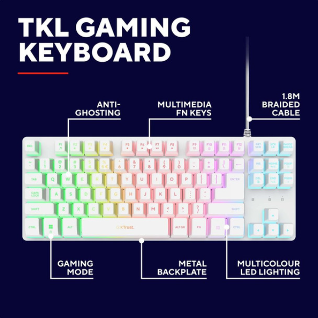Trust GXY833 Thado V2 Keyboard | White | T25898 - Image 4