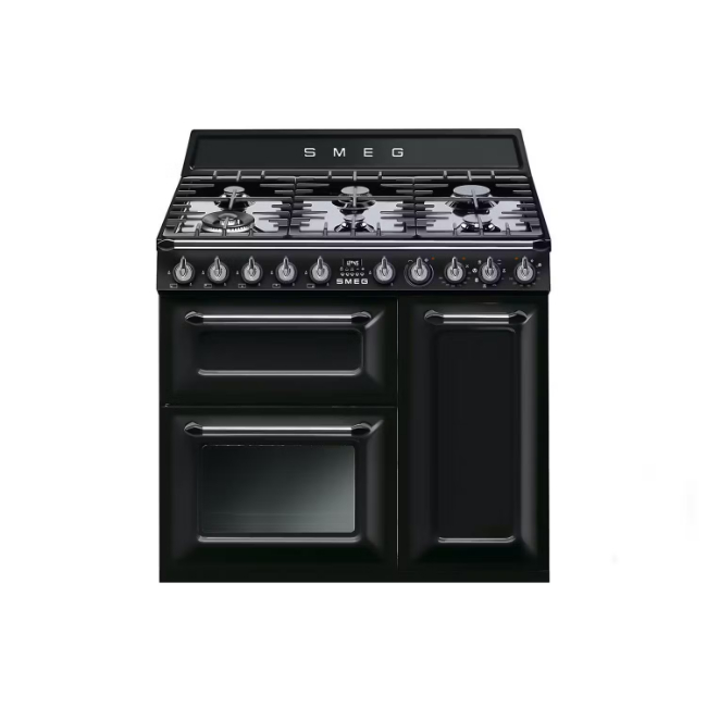 Smeg Victoria 90cm Dual Fuel Range Cooker - Black | TR93BL Smeg Victoria 90cm Dual Fuel Range Cooker - Black | TR93BL