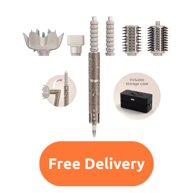 Shark FlexStyle Sparkle Gold Diamond Limited Edition 5-in-1 Air Styler & Hair Dryer Gift Set - Champagne | HD446JSUK