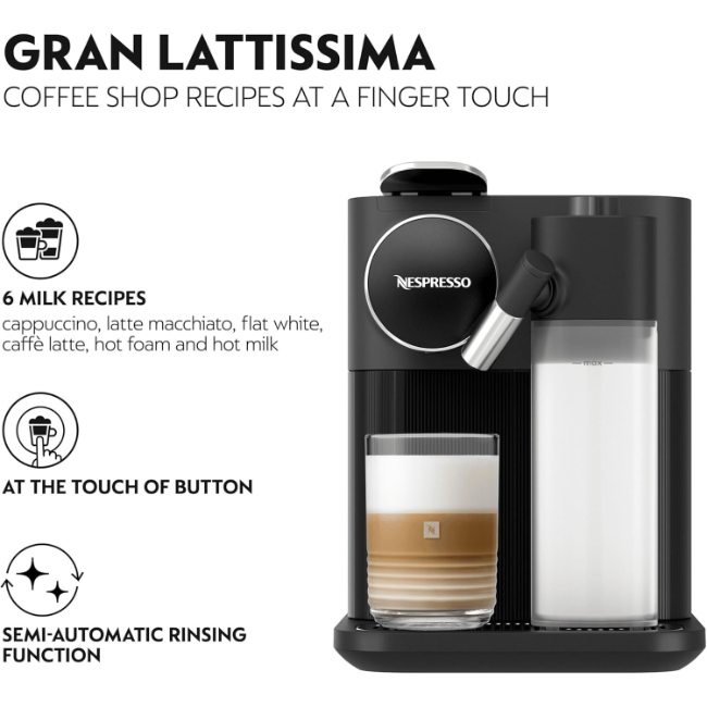 Nespresso Gran Lattissma by De'Longhi Coffee Machine | Black | EN640.B - Image 2
