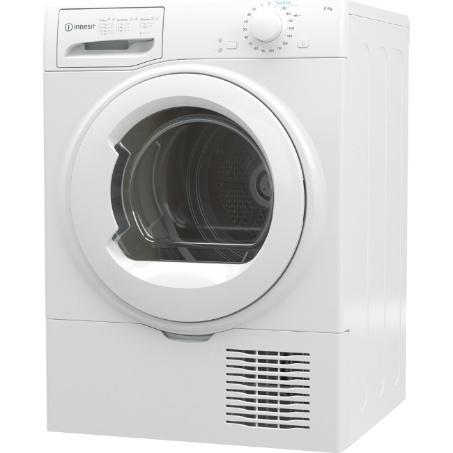 Indesit 8KG Condenser Tumble Dryer - White | I2D81W UK - Image 1 Indesit 8KG Condenser Tumble Dryer - White | I2D81W UK - Image 1