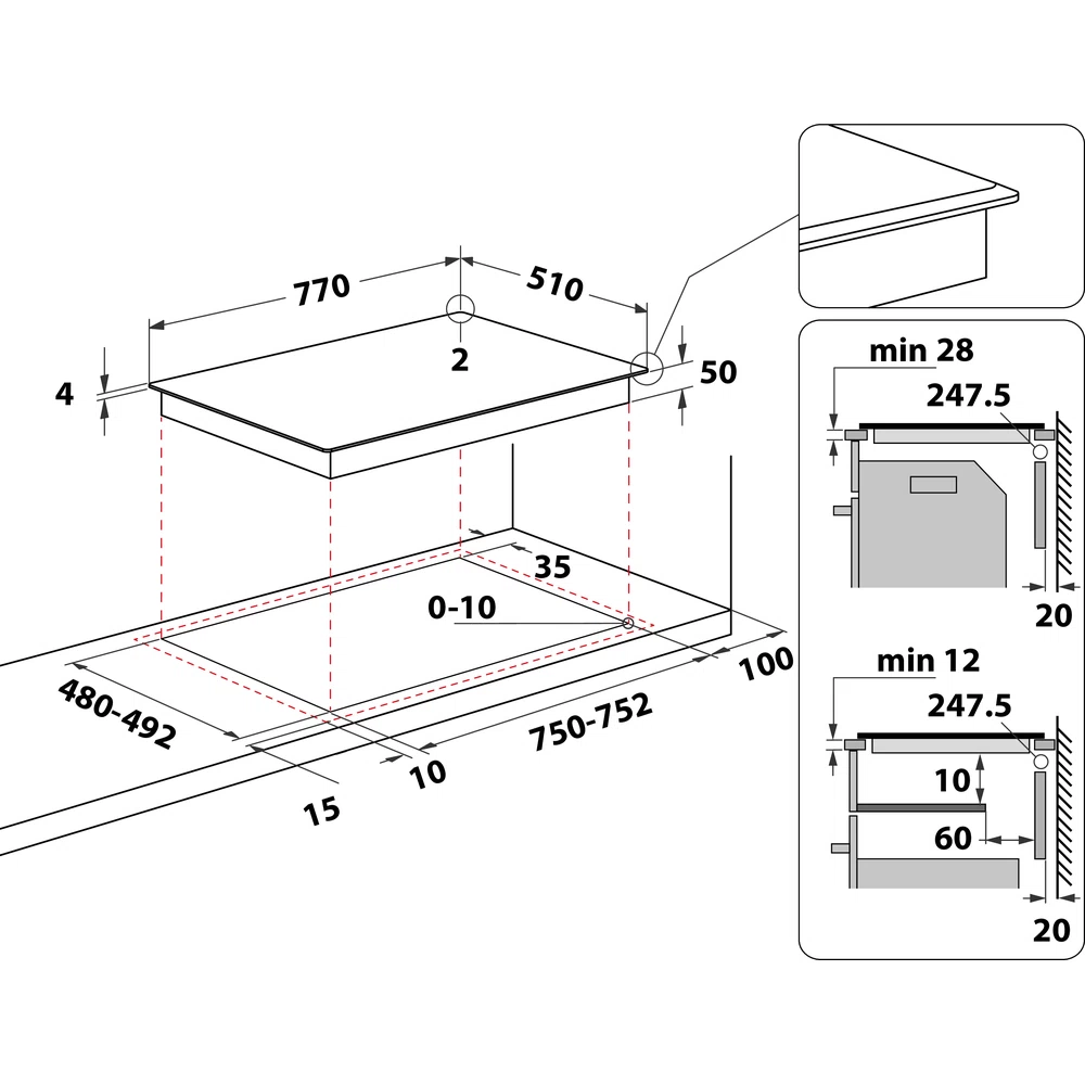 Hotpoint 77cm Induction Hob 4 Zones - Glass-Ceramic | TB 3977B BF - Image 6