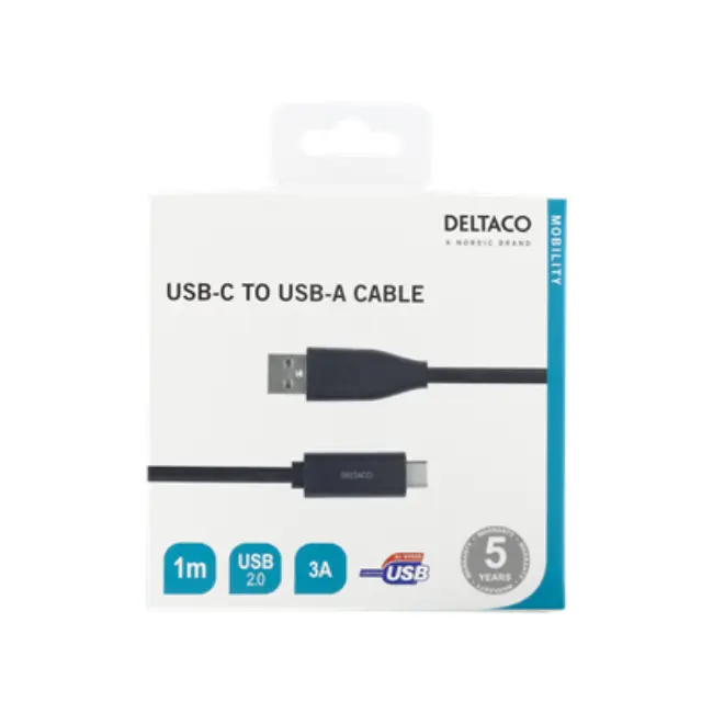 Deltaco USB-C to USB-C SuperSpeed Cable | 1M | USBC1417M