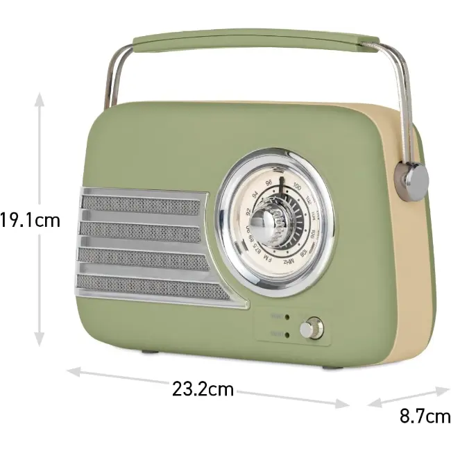iTek Portable Bluetooth Retro FM Radio | Sage Green | I60028SAG - Image 6