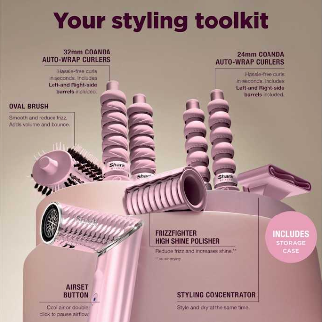 Shark FlexStyle IonCurl Hair Styler and Dryer - Pink | HD850UKPK - Image 3