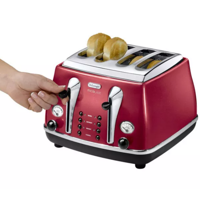Delonghi Toaster 4 Slice - Red | CT0M4003R - Image 3