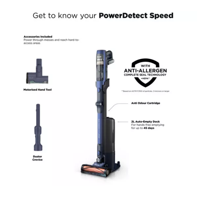 Shark PowerDetect Speed Luxe Collection Clean & Empty Cordless Vacuum - Ultramarine | IA3241UKT - Image 3