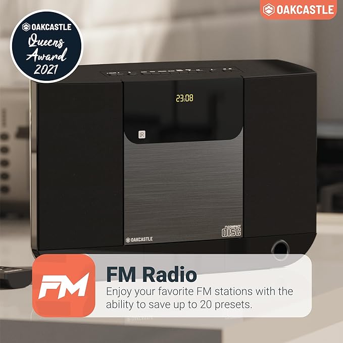 Oakcastle Compact HiFi Bluetooth Stereo System - Black | 1000002839 - Image 2 Oakcastle Compact HiFi Bluetooth Stereo System - Black | 1000002839 - Image 2