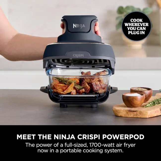 Ninja CRISPi 4-in-1 Portable Glass Air Fryer | Grey | FN101UKGY - Image 6