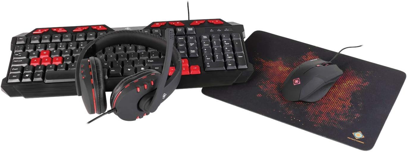 Deltaco Gaming Gear Kit 4-in-1 - Black & Red | GAM023UK - Image 1 Deltaco Gaming Gear Kit 4-in-1 - Black & Red | GAM023UK - Image 1