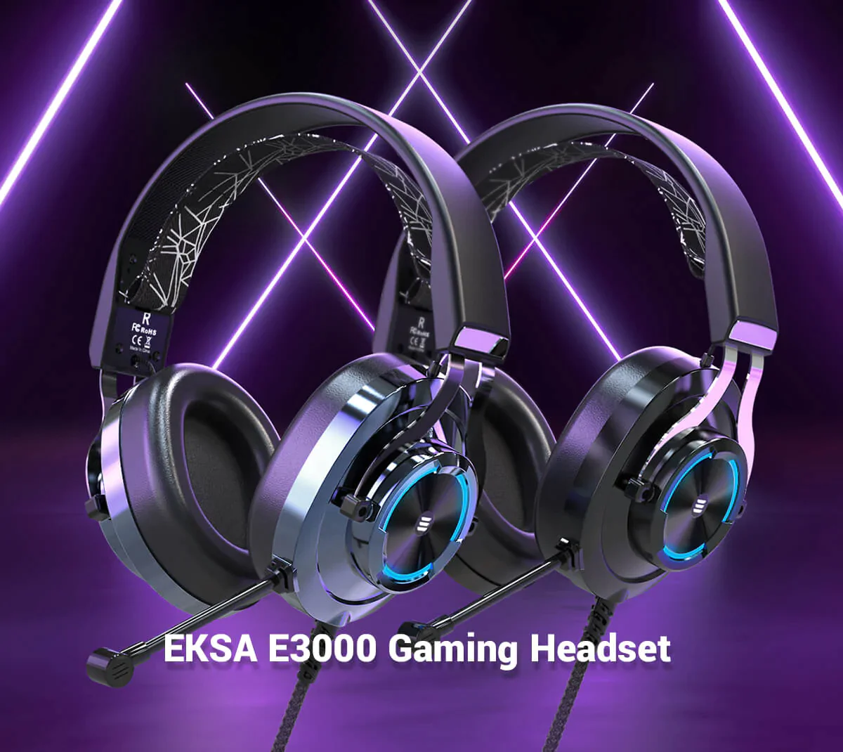 Eksa Corded Gaming Headset with RGB Lights - Black | E3000-BLACK - Image 5