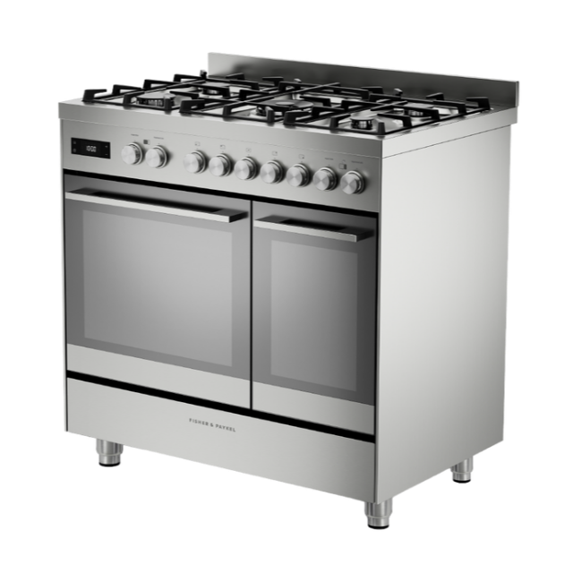 Fisher & Paykel 90cm Series 7 Contemporary Dual Fuel 5 Burner Freestanding Cooker - Steel | OR90L7DBGFX2 - Image 3