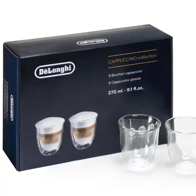 Delonghi Cappuccino Double Wall Glasses | 6 Pack | DLSC301