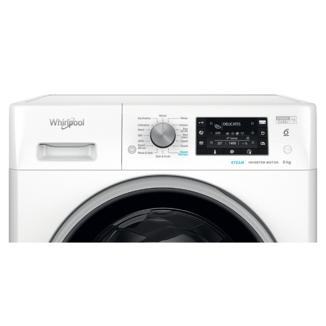 Whirlpool 6TH SENSE Washing Machine 9kg 1400sp - White |  FFD9489BSVUK - Image 5 Whirlpool 6TH SENSE Washing Machine 9kg 1400sp - White |  FFD9489BSVUK - Image 5