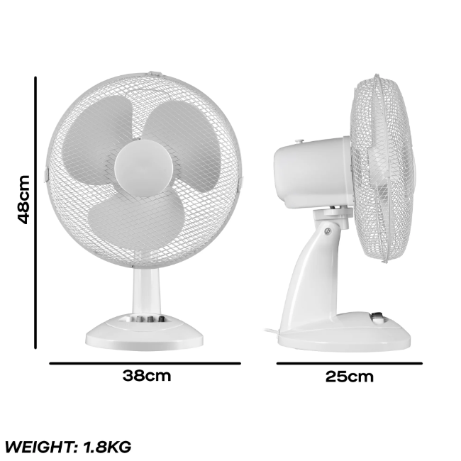 Daewoo 12" Oscillating Desk Fan | White | 859546 - Image 5