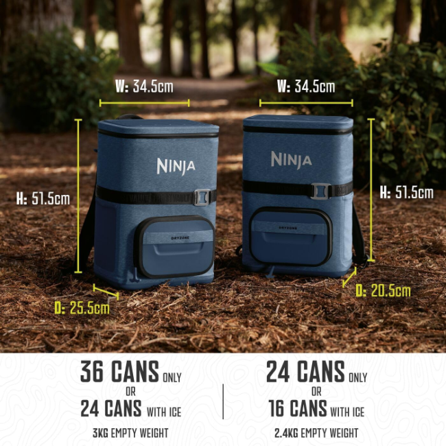 Ninja FrostVault Go 23L 36-Can Backpack Soft Cooler | Lakeshore Blue | FF136EUUKNV - Image 7