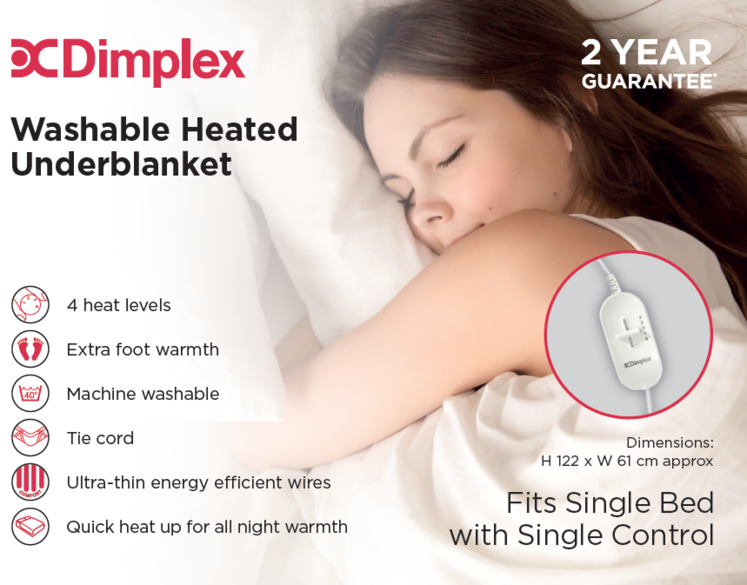 Dimplex Single Washable Heated Underblanket | DUB1001 Dimplex Single Washable Heated Underblanket | DUB1001